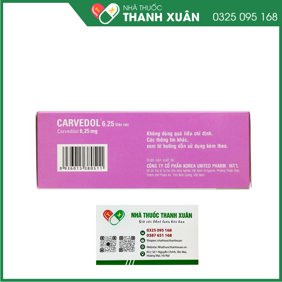 Carvedol 6.25 trị tăng huyết áp, đau thắt ngực